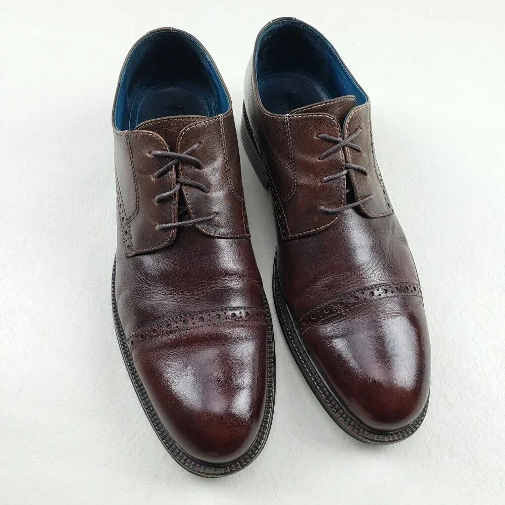 Mark Nason X Skechers Oxford Shoe Mens 10 Brown Leather Lace Up Cap Toe Dress
